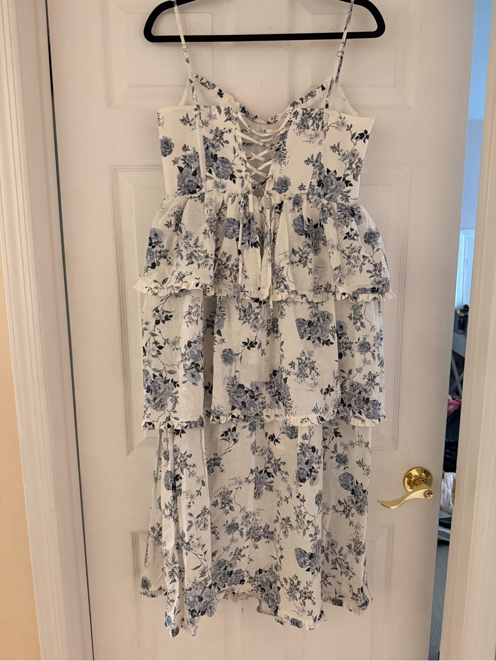 House of Harlow 1960 - Floral Tiered Corset Sundress - White/Blue - Size S - Picture 3 of 5